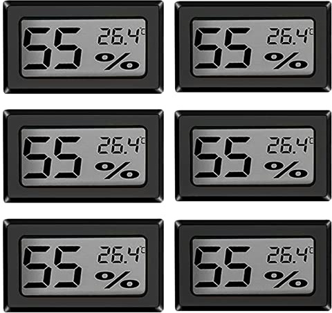 Mini termometro digitale LCD temperatura: confezione da 6 mini igrometro termometro interno, termo-igrometro digitale tester di umidità igrometro per serra auto, casa, ufficio, Celsius (°C)