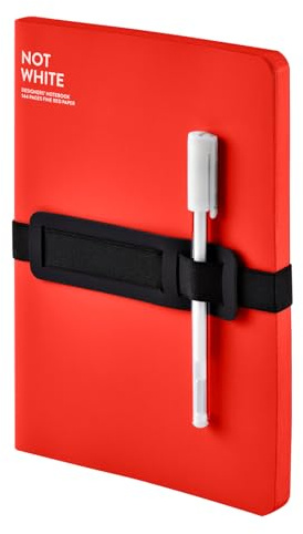 Nuuna Notizbuch A5+ Not White L Light - Rot, Leder rot | durchgefärbte Seiten | 144 Seiten | 120 g rotes Papier | made in Germany