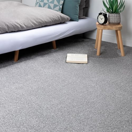 Steffensmeier Teppichboden Sardinien Meterware | Auslegware für Kinderzimmer Wohnzimmer Schlafzimmer | Grau, Größe: 400x200 cm