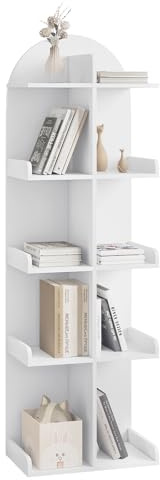 WOLTU Bücherregal, CD Regal,mit 10 Ablagen auf 5 Ebenen 40x126x24 cm, Weiß | Regal, offenes Design, für Wohnzimmer Schlafzimmer Arbeitszimmer