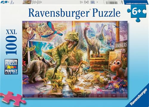 Ravensburger Kinderpuzzle - 12000863 Dinos im Kinderzimmer - 100 Teile XXL Puzzle für Kinder ab 6 Jahren