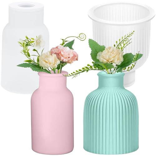 Silikonform Gießformen Silikon DIY Silikonformen Vase Epoxidharz Formen | Vase Zur Herstellung Von Blumenvase Stifthaltern Kristallflaschen Aufbewahrungsflaschen Dekorativen Ornamenten 2Stk