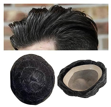 Haar-Toupet für Männer, Toupet für Männer, Echthaar-Perücke, feines Mono und NPU-Basis, Herren-Toupet, indisches Remy-Haar, Prothese, gerade/30 mm Wellen-Toupet, Haarsystem, Haarteil, Herren-Toupet