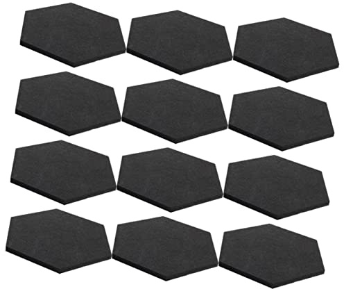 12 Stück Sechseckige Filz Akustik Paneele Schwarz Wand Deko Schallschutz | Selbstklebende Polyester Platten Für Decke und Tür, Einfache Installation zur Raumakustik Verbesserung