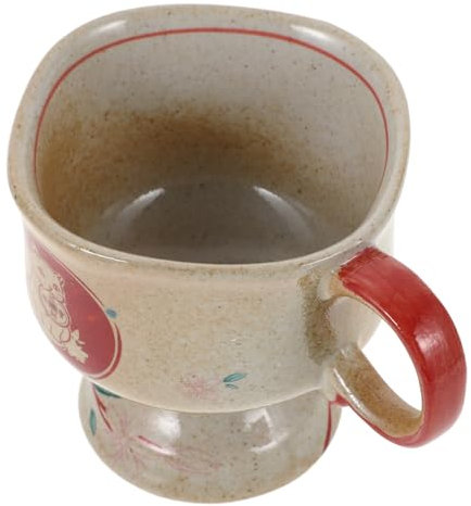 Mikinona Ceramic Tea Cup with Handle Retro Japanese Style Decorative Drinking Mug for Tea Tasting Lightweight and Compact Design for Use Fragrance Enhancing Features