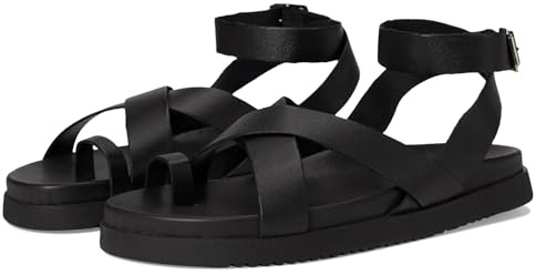 Steve Madden Women's Mira Sandal, Schwarz Leder, 38 EU