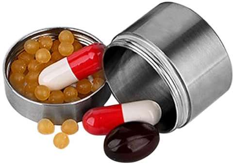 Pillendose aus Edelstahl - Reisemedizin-Organisator Kompakte Pillendose | Pillendose für unterwegs für Männer und Frauen, langlebiger tragbarer Behälter für Vitamine, Nahrungsergänzungsmittel