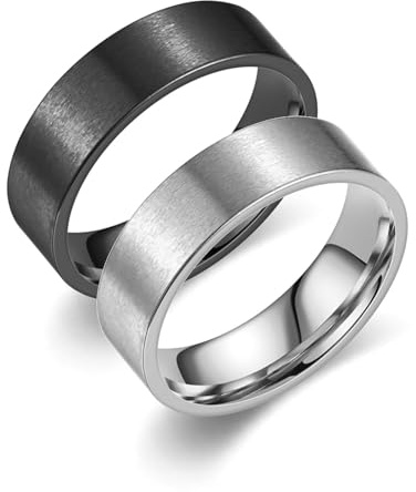 Bishilin Partnerringe für Sie und Ihn, 6MM Ringe Edelstahl Set Matt Bandringe Trauringe Paar Ringe Verlobung Gr.51-72