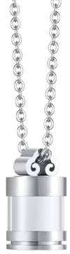 TJUSPIRIT Urne Kette für Asche Memorial Anhänger Halskette Memorial Schmuck für Asche Haare Blume Flasche Anhänger zum öffnen Locket Anhänger Gedenken Schmuck für Frauen Männer(Silber)