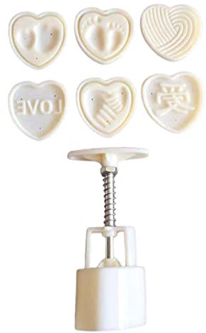 MOLUCKFU Creative Abs Mooncake Molds Heart Shaped Baking Molds Non-Stick for DIY Decorations Party Random Style