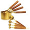 Measuring Cups and Spoons Set - Gold Measuring Spoons with Acacia Wood Handle - Metal Measuring Cups Set for Cooking Baking - Set of 10 pcs