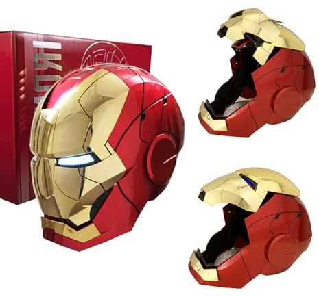 Iron Hero MK 5 1:1 Wearable Helmet :Voice, Touch, and Remote Control, Realistic Sound Effects, Can Cosplay and Collectible Figures for Man and Teen Ideal Gift （Gold）