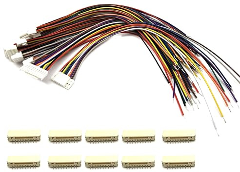 10Pairs Micro JST GH 10Pin 1.25mm Male Female Connector, GH1.25 Terminal Connector Wire Cable 15cm 28AWG