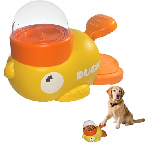 Duck Shape Dog Slow Feeder Toy, Pet Food Dispenser Cats Dog Interaction Treats Feeder,Fun Treat Dispenser for Small Pets