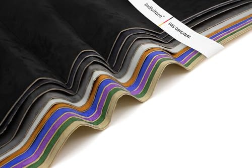 indivitara® Mikrofaserstoff Kaschiert selbstklebend Wildleder Optik Kunstleder Wildlederimitat - Stretch Dehnbar Folie Stoff - DAS ORIGINAL