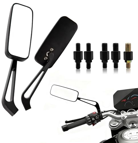 APEBAZY Motorrad Rückspiegel Wing Seitenspiegel Aluminium Motorrad Spiegel 8 mm 10 mm Motorradspiegel Mit M18/M10-Schraube, Passend für Sportster, Chopper, Bobber, Touring, Cruiser (Transparent)