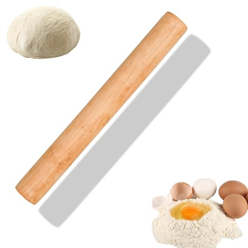 Wonkeken Mattarello in legno, adatto per attività di cottura, pasta di pane, biscotti, pizza (3 x 25 cm)