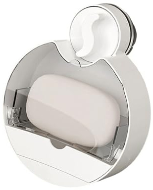 LLHCF Porte-savon mural à ventouse pour salle de bain avec couvercle, installation sans perforation, couvercle de boîte en ABS, organiseurs de salle de bain