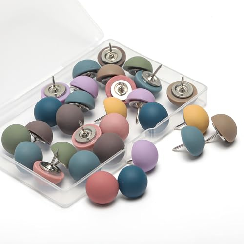 Dermalyx 30 Stück Pinnadeln Bunte Reißzwecken, Kork Pinnwand Nadeln Für Pinnwand Kinderzimmer, Büro & Zuhause, Runde Stecknadeln Mit Kopf, 9 Farben, Dekorative Heftzwecken