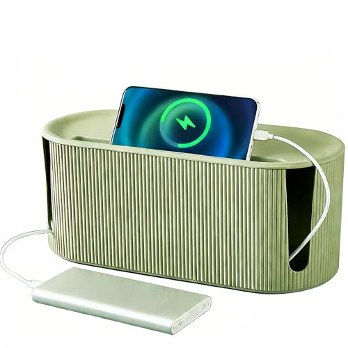Boite Rangement Cable, Boite Cache Cable Multiprise Pour Cacher Et Dissimuler Les Multiprise, Boîte de Gestion de Câbles pour Bureau, Maison, Cuisine La Gestion des Câbles Et des Cordons (Vert)
