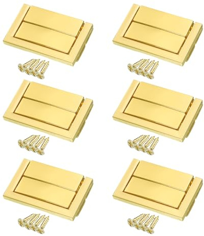 QUARKZMAN 6 Pezzi Serratura A Scatto 47 X 30 Mm Serratura Mini Con Viti Per Scatola Gioielli Scatola Regalo Mobile In Legno Oro Lucido