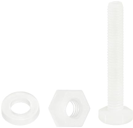 QUARKZMAN 150 Pcs/50 Juegos Tornillos de Cabeza Hexagonal de Nylon, M3 x 20mm Tornillos Hexagonal Plástico Roscado Completo con Tuercas y Arandelas Planas para Accesorios Industriales