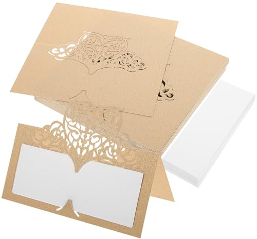 DOITOOL 50 piezas Tarjetas de Asiento de Papel Beige Dorado con Diseño Hueco de Corazón para Bodas y Fiestas Estilo Vintage Delicado para Decoración de Mesa y Regalos Invitados