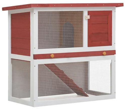 Nagerhaus Meerschweinchenkäfig,Kaninchenstall 1 Tür Rot Holz,Haustierhaus für innen & draußen