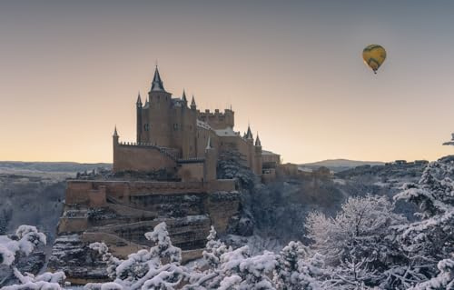 1000-teiliges Puzzle „Schloss Hohenzollern und Ballon im Winter“ – Einzigartiges Geburtstags (52 x 38 cm)