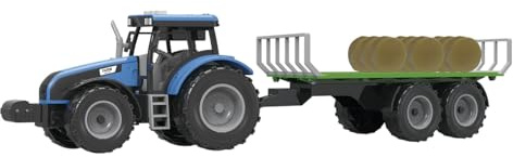 TACHAN - Tractor Azul con Remolque Desmontable - Escala 1:32 - Luces y Sonidos (CPA Toy Group 702T01054)
