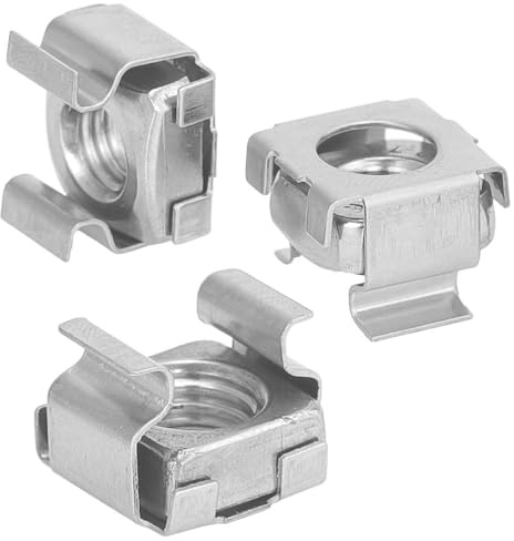 5 Stück Käfigmuttern M6 Edelstahl A2 für Blechstärken 1,7-2,7 mm Netzwerkschränke Einsteckmuttern WIBTEC®