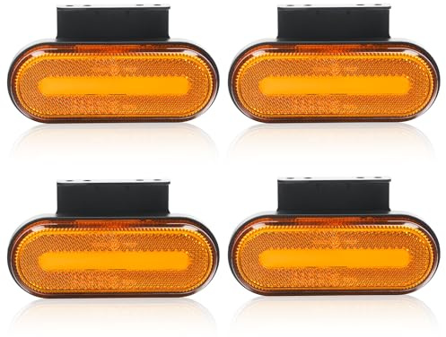 Yuanjoy 4x Orange LED Seitenmarkierungsleuchten, 12V/24V Anhänger IP65 wasserdichte Halterung Begrenzungsleuchten mit ECE R10 Zertifiziert, für Anhänger, Transporter, Wohnwagen Lastwagen
