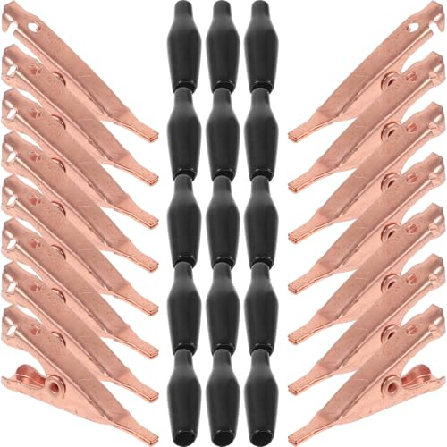 ADOCARN Set 15 Coccodrillo in Rame Massiccio, Clip Metalliche Piatte per Test Elettrici e Lavori Artigianali, Mini Leggeri per Saldatura e Fai da Te Colore Casuale