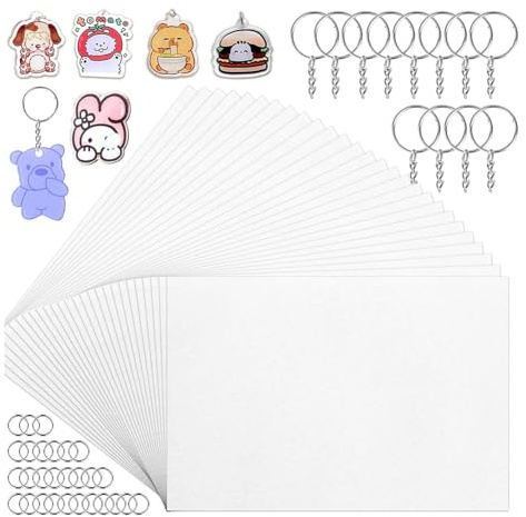 Tacdas 100 Stück Schrumpffolien Aus Kunststoff, Schrumpffolienblätter Aus Leerem Schrumpfpapier für Kreatives Basteln mit Kindern