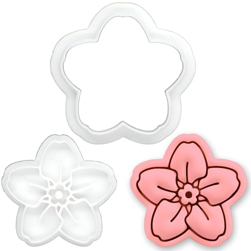 BAKERLOGY Forget Me Not Flower Mini Cookie Cutter & Stamp Set – Delicate Wildflower Biscuit Cutter Fondant Embosser for Spring Baking, Garden Tea Party Cookies, Floral Cupcake Decoration Tool