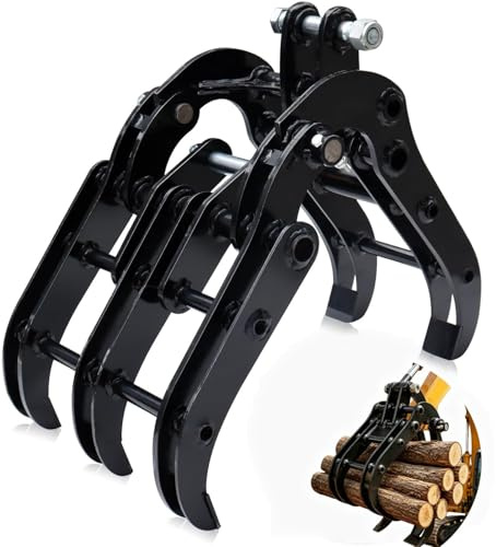 Pinza Idraulica per Mini Escavatore 0,8–1,8 Ton, Pinza Professionale per Legno, Rocce, Tronchi e Metalli, Apertura 90 mm, Foro 25 mm, Accessorio Heavy Duty per Escavatore Compatto