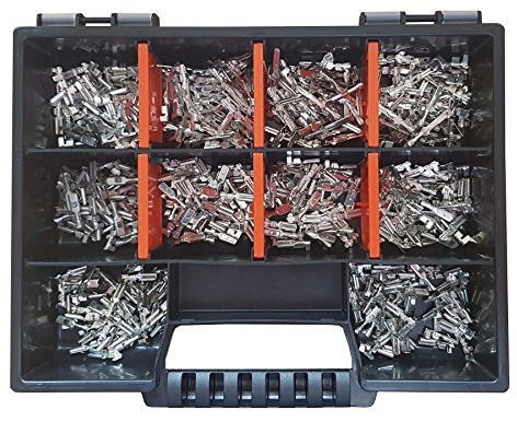 Sortiment Flachsteckhülsen/Flachstecker 2,8x0,8 und 2,8x0,5 DIN m. 500 Teilen