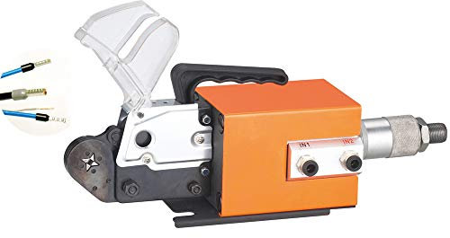 Hanchen Crimpadora Neumática Alicate de Terminales Mini Maquina para Crimpar Terminales Tubulares de 0.08-6mm² en Forma Hexagonal