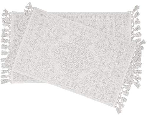 French Connection Nellore Badezimmerteppiche, 2er-Set, gewebte und perlige Badezimmermatten, langlebige Badematte, Dicke Badematten für Badezimmer und Duschvorleger, 43,2 x 71,1 cm und 50,8 x 96,5 cm