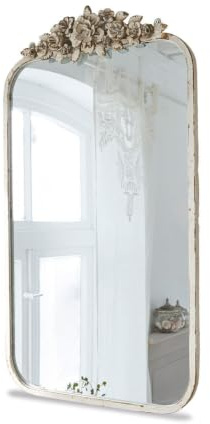 Loberon Spiegel Veilleures, antikcreme | schmuckvoller Rahmen, romantischer Shabby-Chic, einzigartiges Antik-Finish, Wohn-Accessoire, Eisen, Spiegelglas