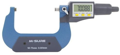 M-SURE MS-110-075 Digital External Micrometer 50-75mm (2-3 inch) MS-110 Series LCD Display Metric/Imperial Outside Measuring Caliper