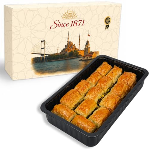 Gulluoglu Premium Dry Baklava with Pistachio, Freshly Produced and Long Lasting, Traditional Turkish Baklava (500 gr.- 1 Pack)
