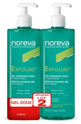 Noreva Exfoliac Gel Moussant Doux Lot de 2 x 400 ml