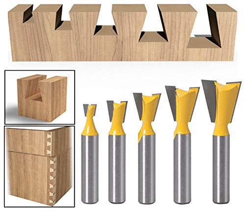 Planer Drill 8 Shank Dovetail Cutter Knife Wood Cutter Small Chisel Blade Dovetail Tenon Engagement Slotted Knife Blade (6 Pcs/Set)