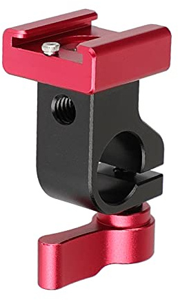 CAMVATE 15mm Side Single Rod Clamp with Cold Shoe Mount Adapter For Camera Accessories(Red)