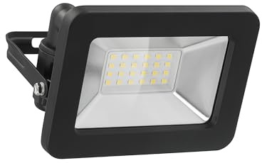 goobay 53870 Faretto LED da 20 W – Luce Bianca Neutra 4000 K – 1706 Lumen – Angolo di irradiazione 100 Gradi – Grado di Protezione IP65 – Nero