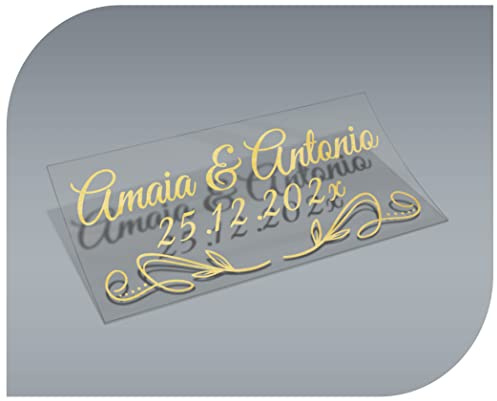 Personalisierbare Aufkleber mit Namen und Datum, Aufkleber für Einladungen, Hochzeit, Taufe, Verlobung, Kommunion, Geburtstag, Party, Vintage, Stempel (Modell 5)