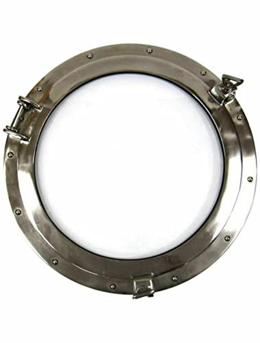 Porteos de buey náuticos marinos colgantes en la pared de 38,1 cm cromado redondo ojo de buey ventana de cristal latón espejo decoración de la pared ojos de buey