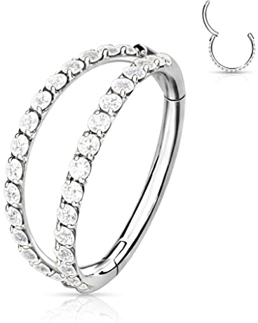Piercing Ohr Helix Conch Clicker Ring Zirkonia Titan Gold Silber Rosegold in 8mm und 10mm und 1,2mm Stabstärke
