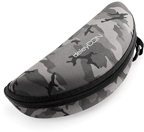deleyCON Brillenetui Hardcase Hartschalen Etui Brillentasche Brillenbox Hardcover Tasche Sportbrillen Fahrradbrillen Brillen Lesebrillen Sonnenbrillen Brillenputztuch - Schwarz Camouflage